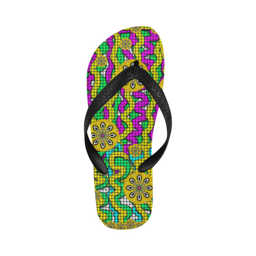 Merry happy festive flowers of love Flip Flops for Men/Women (Model 040)