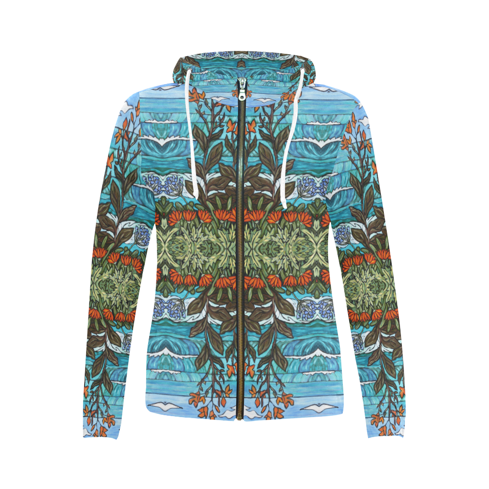 at sandras 075 All Over Print Full Zip Hoodie for Women (Model H14)