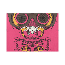 funny skull and bone graffiti drawing in orange brown and pink Placemat 14’’ x 19’’