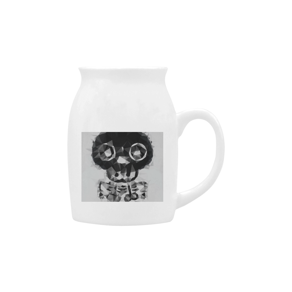 psychedelic skull and bone art geometric triangle abstract pattern in black and white Milk Cup (Small) 300ml
