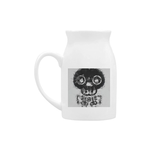 psychedelic skull and bone art geometric triangle abstract pattern in black and white Milk Cup (Large) 450ml