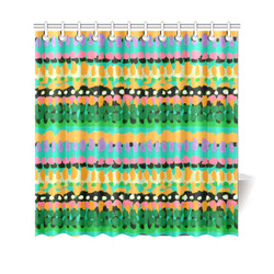 Ethnic Boho Orange Green Pink Forest Shower Curtain 69"x70"
