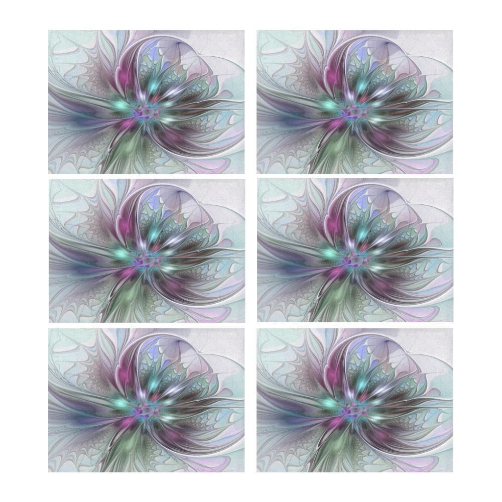 Colorful Fantasy Abstract Modern Fractal Flower Placemat 14’’ x 19’’ (Set of 6)