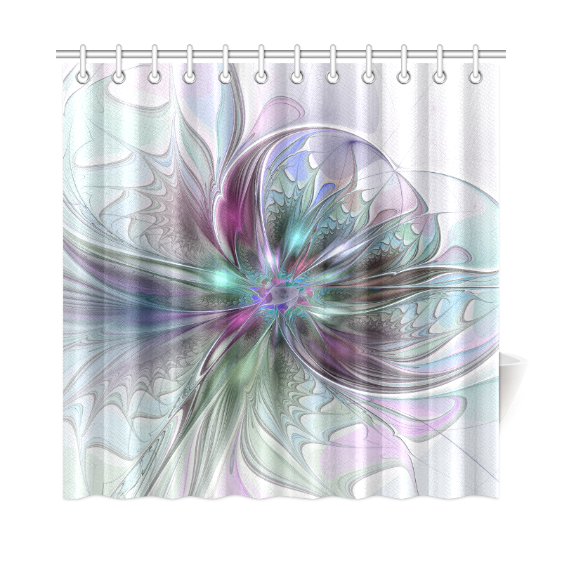 Colorful Fantasy Abstract Modern Fractal Flower Shower Curtain 72"x72"