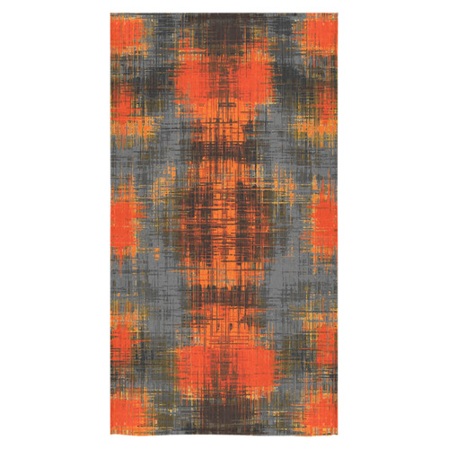 vintage geometric plaid pattern abstract in orange brown black Bath Towel 30"x56"