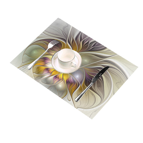 Abstract Colorful Fantasy Flower Modern Fractal Placemat 14’’ x 19’’