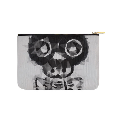 psychedelic skull and bone art geometric triangle abstract pattern in black and white Carry-All Pouch 9.5''x6''