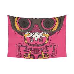 funny skull and bone graffiti drawing in orange brown and pink Cotton Linen Wall Tapestry 80"x 60"