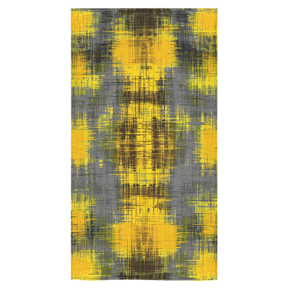 geometric plaid pattern painting abstract in yellow brown and black Bath Towel 30"x56"