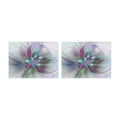 Colorful Fantasy Abstract Modern Fractal Flower Placemat 14’’ x 19’’ (Set of 2)