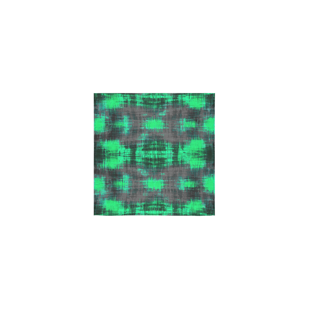 psychedelic geometric plaid abstract pattern in green and black Square Towel 13“x13”