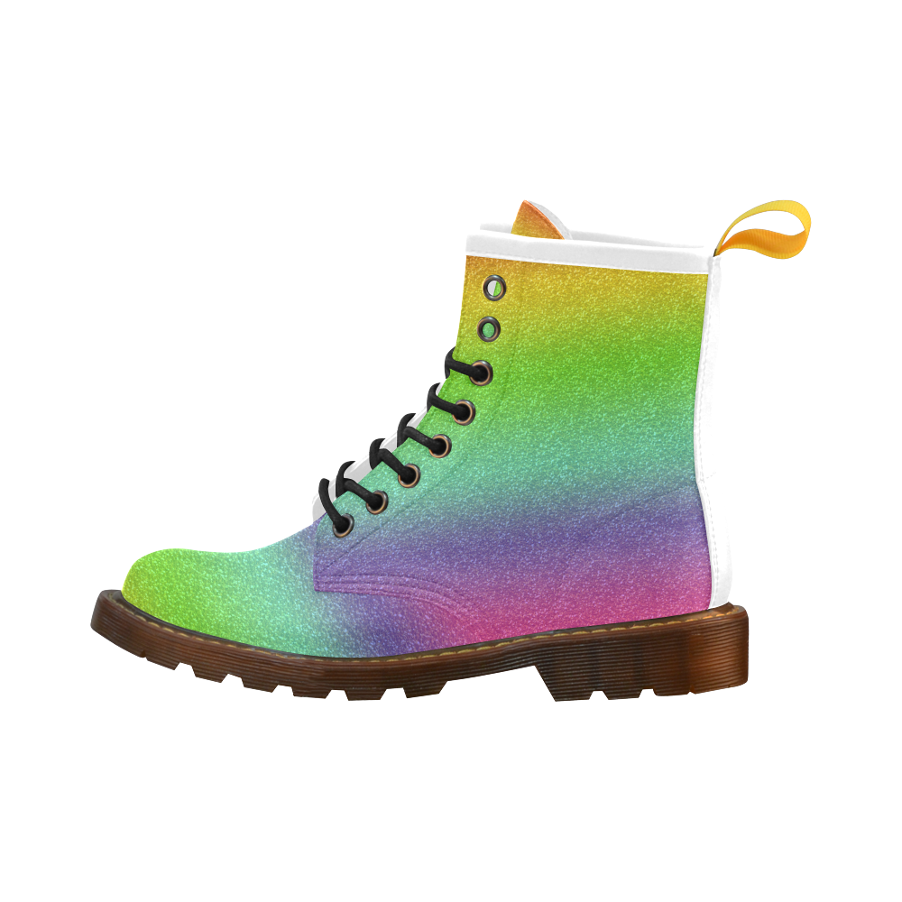 metallic rainbow glitter texture High Grade PU Leather Martin Boots For Women Model 402H