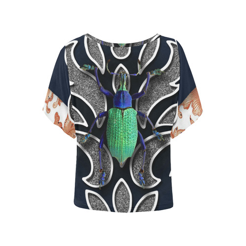 Collage Green Bettle-Gloria Sanchez Women's Batwing-Sleeved Blouse T shirt (Model T44)