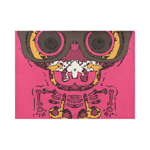 funny skull and bone graffiti drawing in orange brown and pink Placemat 14’’ x 19’’ (Set of 4)