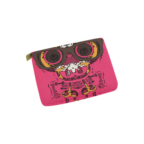 funny skull and bone graffiti drawing in orange brown and pink Carry-All Pouch 6''x5''