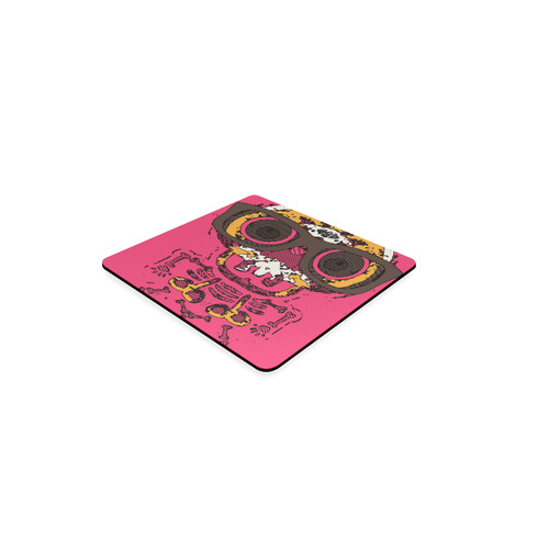 funny skull and bone graffiti drawing in orange brown and pink Square Coaster