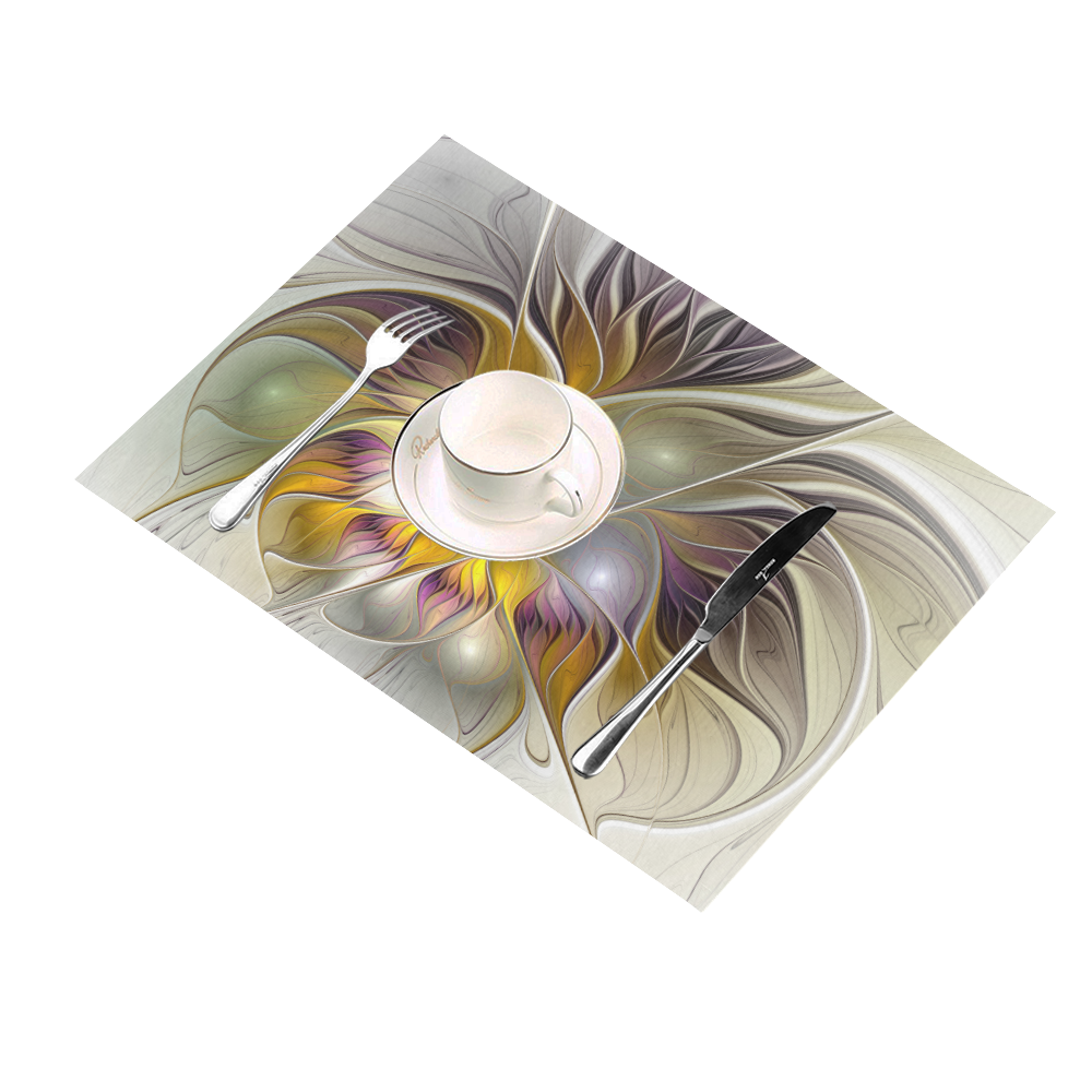 Abstract Colorful Fantasy Flower Modern Fractal Placemat 14’’ x 19’’ (Set of 6)