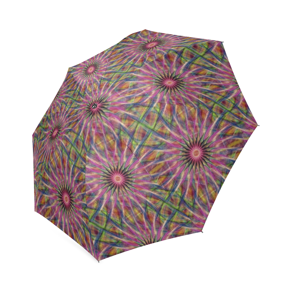 60s Psychedelic flowers of purple Foldable Umbrella (Model U01)
