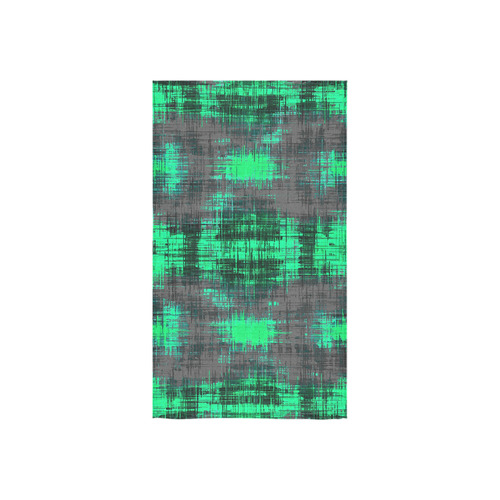 psychedelic geometric plaid abstract pattern in green and black Custom Towel 16"x28"