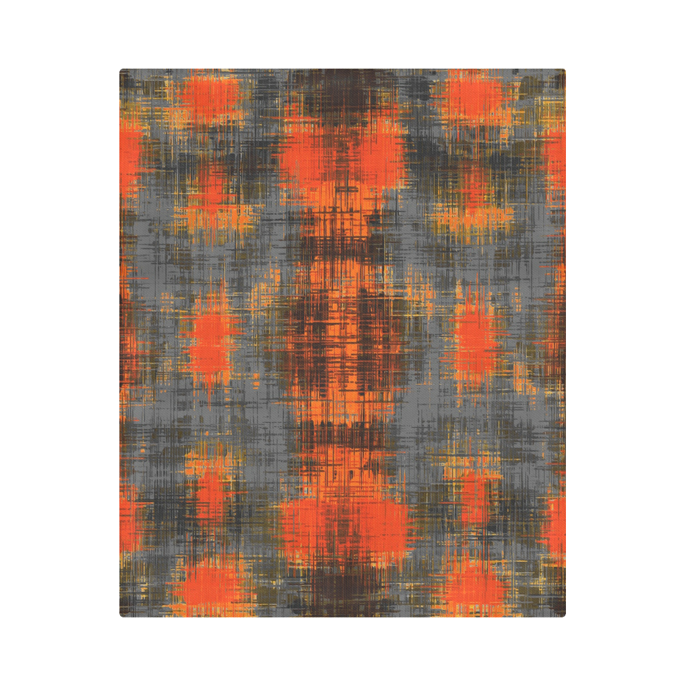 vintage geometric plaid pattern abstract in orange brown black Duvet Cover 86"x70" ( All-over-print)