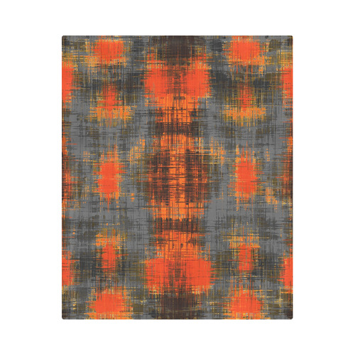 vintage geometric plaid pattern abstract in orange brown black Duvet Cover 86"x70" ( All-over-print)