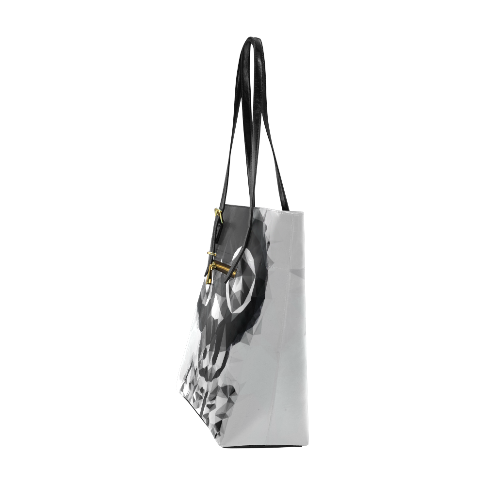 psychedelic skull and bone art geometric triangle abstract pattern in black and white Euramerican Tote Bag/Small (Model 1655)