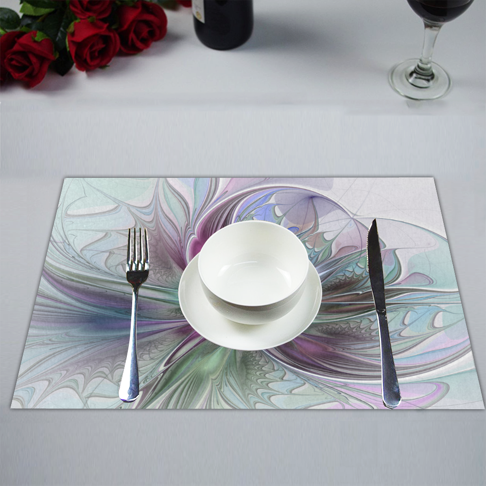 Colorful Fantasy Abstract Modern Fractal Flower Placemat 14’’ x 19’’