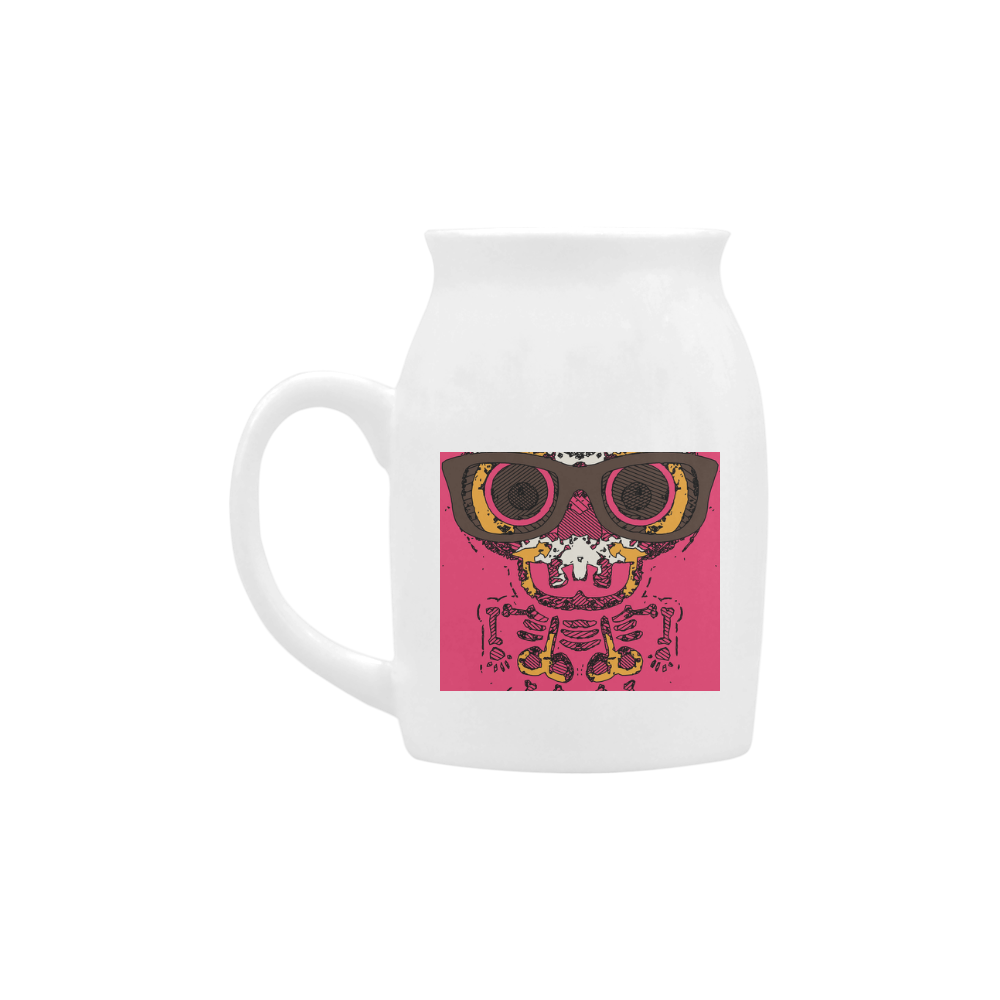 funny skull and bone graffiti drawing in orange brown and pink Milk Cup (Small) 300ml