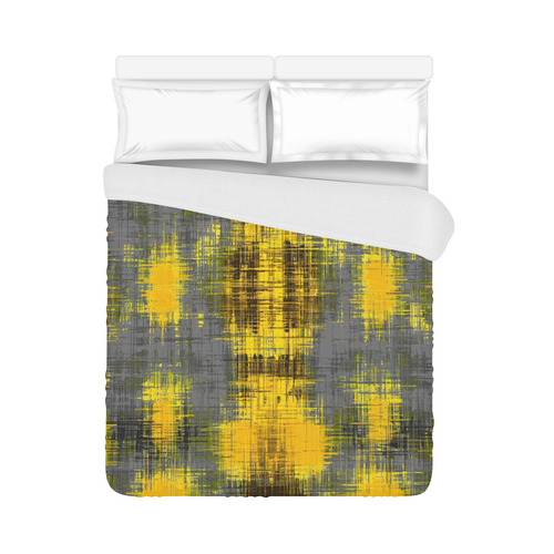 geometric plaid pattern painting abstract in yellow brown and black Duvet Cover 86"x70" ( All-over-print)