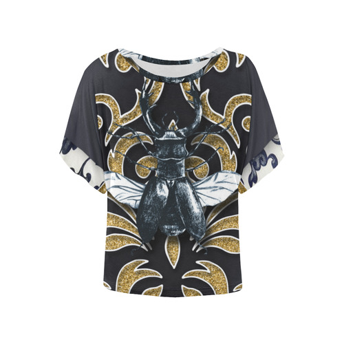 Collage Bettle-Gloria Sanchez Women's Batwing-Sleeved Blouse T shirt (Model T44)