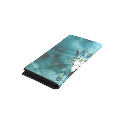 The billy goat with feathers and flowers Women's Leather Wallet (Model 1611)