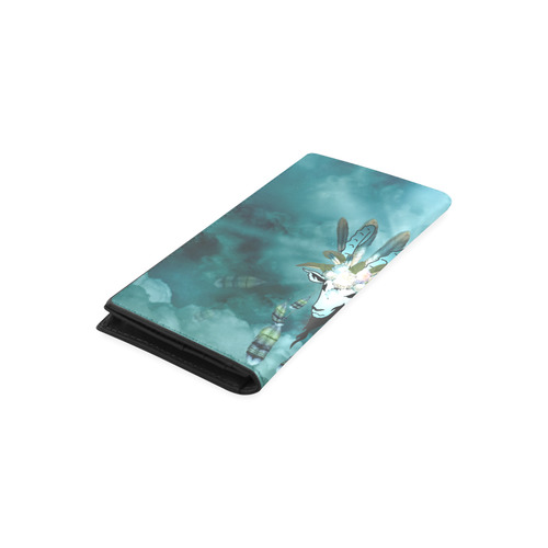 The billy goat with feathers and flowers Women's Leather Wallet (Model 1611)