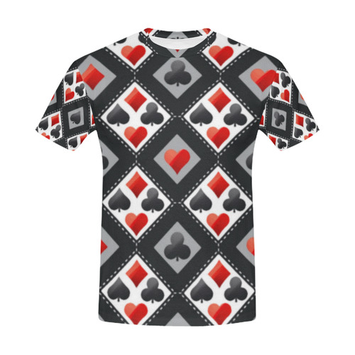 Clubs Diamonds Hearts Spades Playing Cards All Over Print T-Shirt for Men (USA Size) (Model T40)