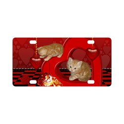 Cute kitten with hearts Classic License Plate