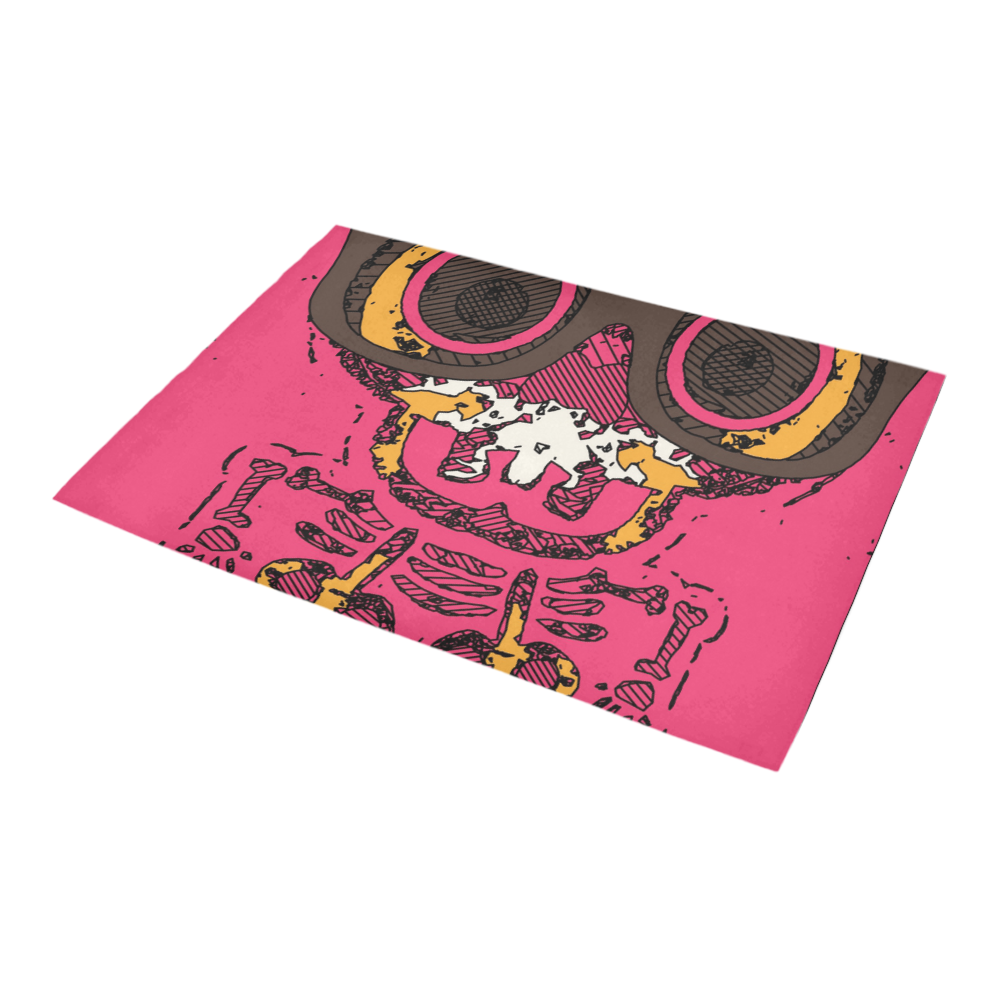 funny skull and bone graffiti drawing in orange brown and pink Azalea Doormat 24" x 16" (Sponge Material)