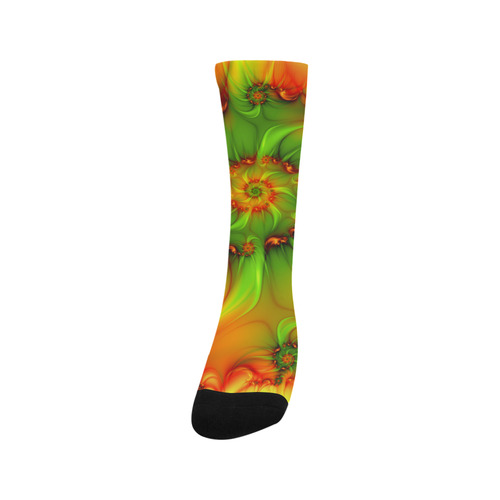 Hot Summer Green Orange Abstract Colorful Fractal Trouser Socks