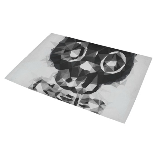 psychedelic skull and bone art geometric triangle abstract pattern in black and white Azalea Doormat 30" x 18" (Sponge Material)