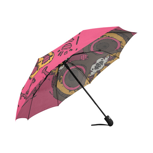 funny skull and bone graffiti drawing in orange brown and pink Auto-Foldable Umbrella (Model U04)