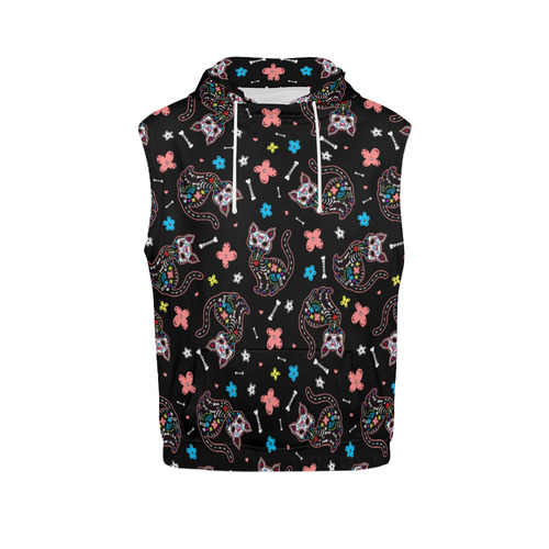 Dia de lo Gatos All Over Print Sleeveless Hoodie for Women (Model H15)