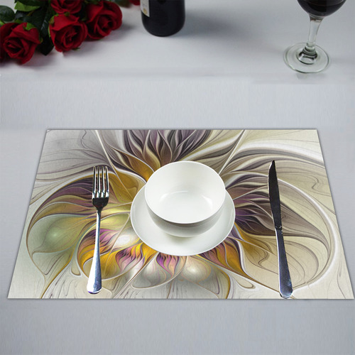 Abstract Colorful Fantasy Flower Modern Fractal Placemat 14’’ x 19’’ (Set of 6)