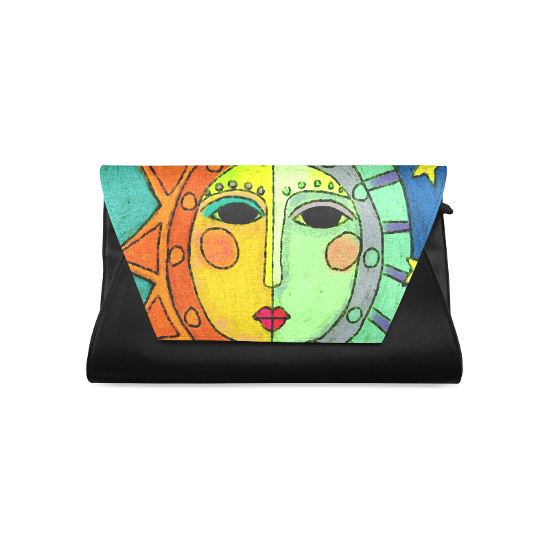 Sun and Moon Abstract Art Envelope Clutch Purse Bag Clutch Bag (Model ...