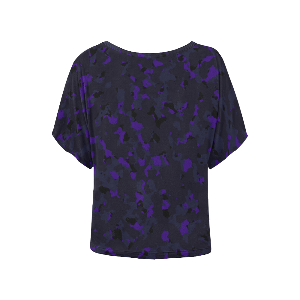darkpurplecamo1 Women's Batwing-Sleeved Blouse T shirt (Model T44)