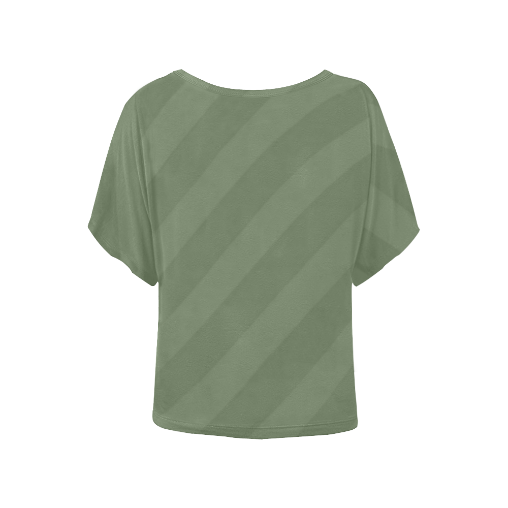Army Green Women's Batwing-Sleeved Blouse T shirt (Model T44)