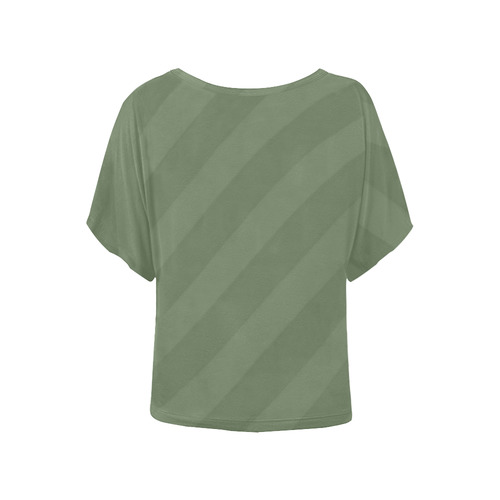 Army Green Women's Batwing-Sleeved Blouse T shirt (Model T44)