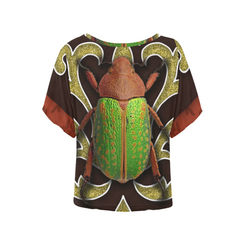 Collage Lime Beetle-Gloria Sanchez Women's Batwing-Sleeved Blouse T shirt (Model T44)