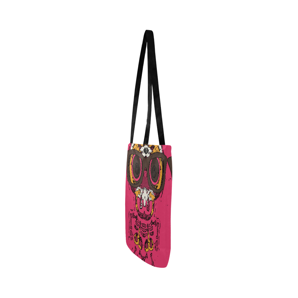 funny skull and bone graffiti drawing in orange brown and pink Reusable Shopping Bag Model 1660 (Two sides)