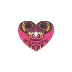 funny skull and bone graffiti drawing in orange brown and pink Heart Coaster