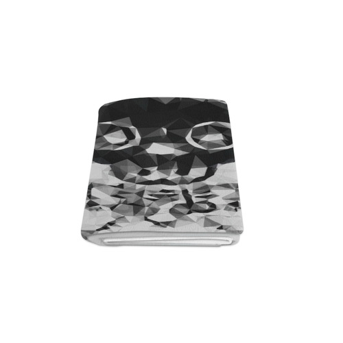 psychedelic skull and bone art geometric triangle abstract pattern in black and white Blanket 50"x60"