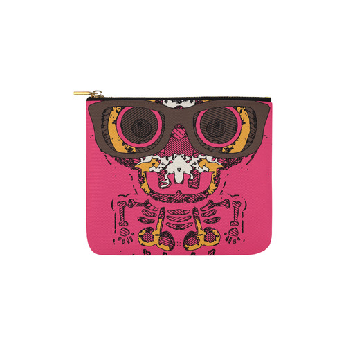 funny skull and bone graffiti drawing in orange brown and pink Carry-All Pouch 6''x5''