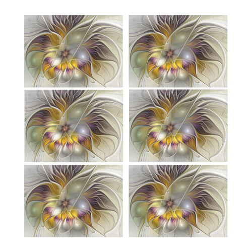 Abstract Colorful Fantasy Flower Modern Fractal Placemat 14’’ x 19’’ (Set of 6)